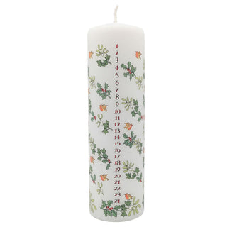 Holly and the Ivy Advent Pillar Candle | Christmas Advent Calendar Candle - 20cm