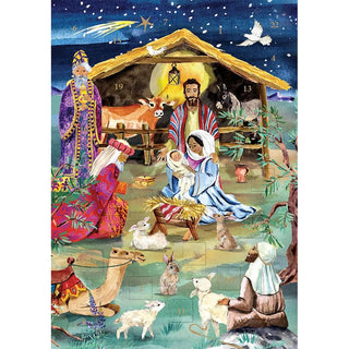 Nativity Advent Calendar Card, 24 Door Christmas Greetings Card