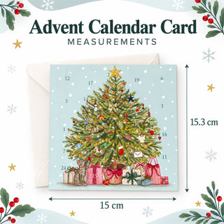 Christmas Tree Advent Calendar Greetings Card, Illustrated with 24 Opening Doors