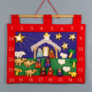 Fabric Nativity Advent Calendar | Reusable 24-Pocket Bethlehem Scene - 49x42cm