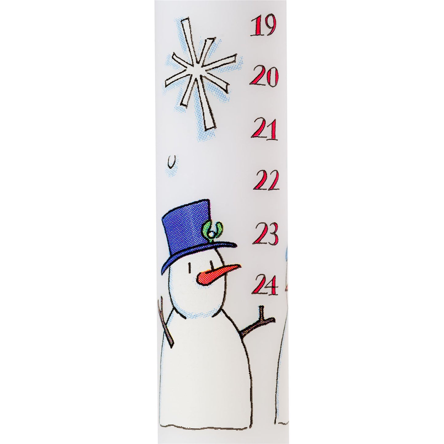 Traditional Countdown To Christmas Advent Dinner Candle - Snowman And Snowflake Design (Regular Size)