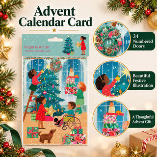 Christmas Advent Calendar Card, 17cm Illustrated Christmas Countdown Card