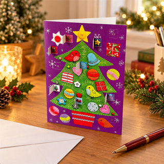 Christmas Tree Christmas Advent Calendar Greetings Card, 24 Door Advent Calendar