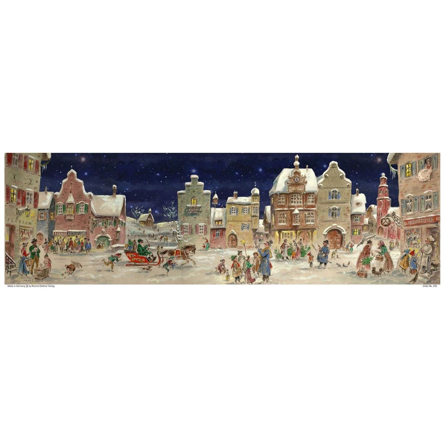 Winter on the Market Place | Freestanding Traditional Christmas Advent Calendar