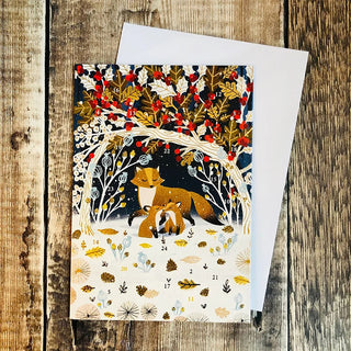 Paw Prints in the Snow Christmas Advent Calendar Greetings Card, Fox Advent Card