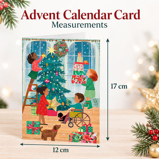 Christmas Advent Calendar Card, 17cm Illustrated Christmas Countdown Card