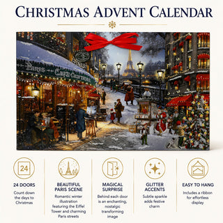 Romantic Christmas in Paris, Large Christmas Advent Calendar, 58x34cm