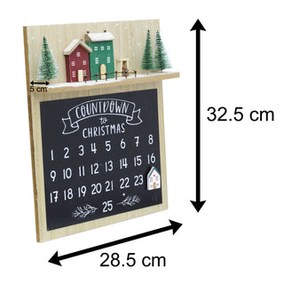 Wooden Christmas Advent Calendar Plaque Magnetic House Calendar | 25 Day Countdown To Christmas Calendar Sign | Reusable Xmas Advent Calendars