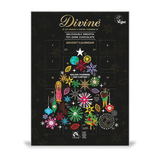 Divine Fairtrade 70% Cocoa Dark Chocolate Adult Christmas Advent Calendar 85g