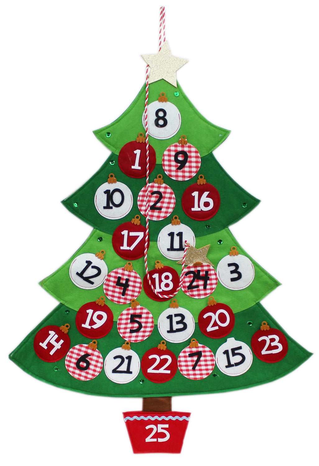 Felt Christmas Tree Bauble Advent Calendar With Pockets