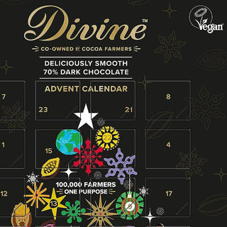 Divine Fairtrade 70% Cocoa Dark Chocolate Adult Christmas Advent Calendar 85g