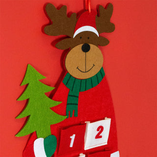 Reindeer Christmas Advent Calendar | Reusable Felt Fabric with 24 Pockets - 90cm