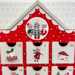 Wooden Fill Your Own Advent Calendar, Holly & Alfie Mice, House Shaped