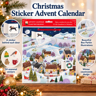 Bex Parkin Doves Christmas Advent Calendar with Stickers, Snowy Village 30cm