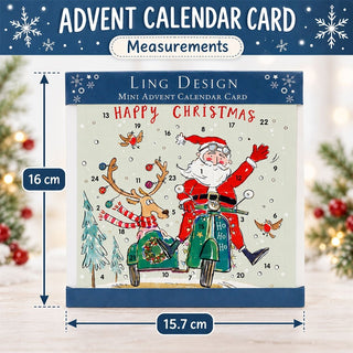 Advent Calendar Card, 24 Doors with Santa & Reindeer Christmas Design