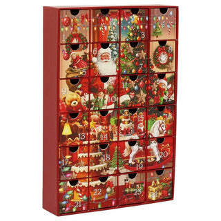 Advent Calendar with Drawers, Red 24 Drawer Fill Your Own Christmas Calendar
