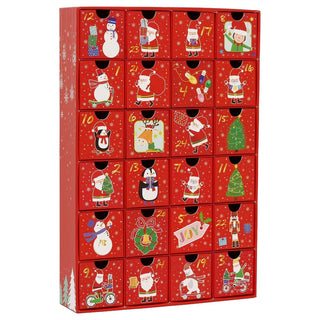 Advent Calendar with Drawers, Red 24 Drawer Fill Your Own Christmas Calendar