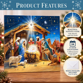 Around the Manger Christmas Advent Calendar, 23cm Nativity Scene