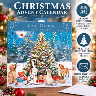 Around the Tree Christmas Advent Calendar, 23cm Dogs & Christmas Tree