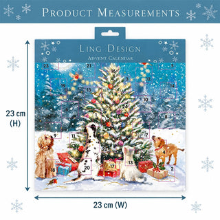 Around the Tree Christmas Advent Calendar, 23cm Dogs & Christmas Tree