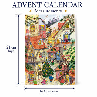 Christmas Town Advent Calendar Greetings Card, A5 Traditional Card with Envelope