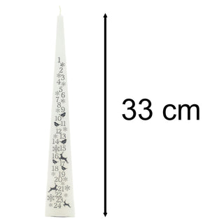 Large Traditional White & Silver Countdown To Christmas Pyramid Advent Candle