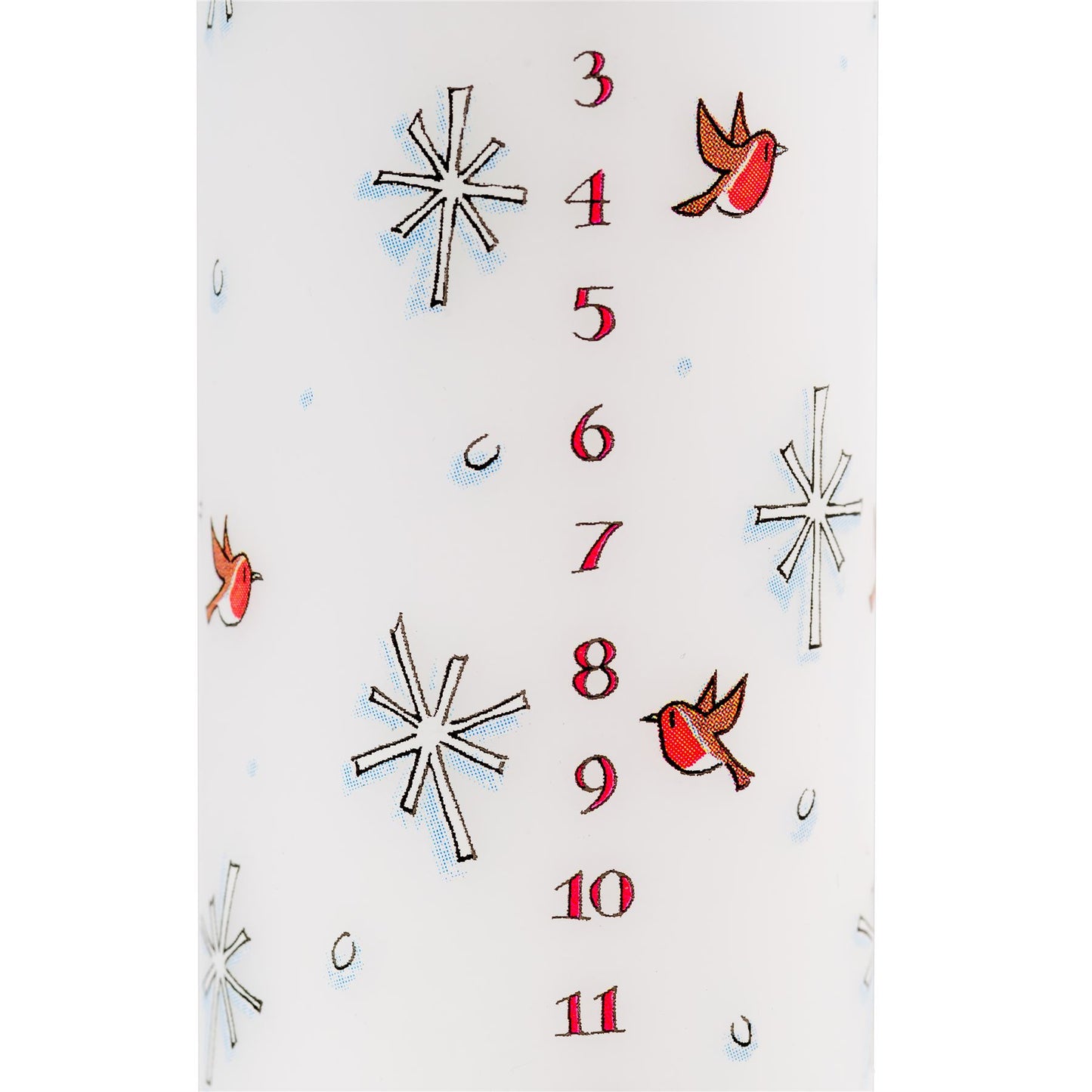 Traditional Countdown To Christmas Advent Dinner Pillar Candle - Snowman And Snowflake Design (Large Size)