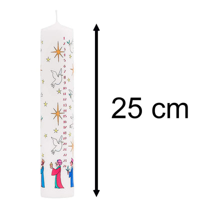 Pack of Traditional Countdown To Christmas Pillar Advent Candles Three Wise Men