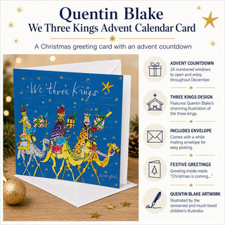 Quentin Blake We Three Kings Christmas Advent Calendar Greetings Card & Envelope