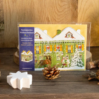 Deluxe Mini Advent Calendar Christmas Card - Nostalgic House Tealight Lantern - Green House