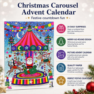 Christmas Carousel Advent Calendar, 33cm Merry-Go-Round Picture Calendar