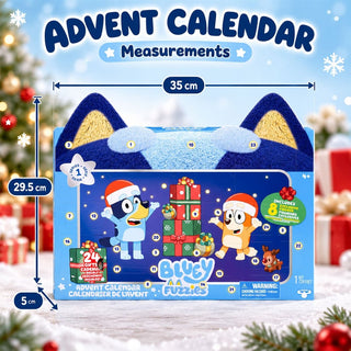 Bluey Fuzzies Christmas Advent Calendar, 24 Gifts with 8 Fuzzy Mini Figures