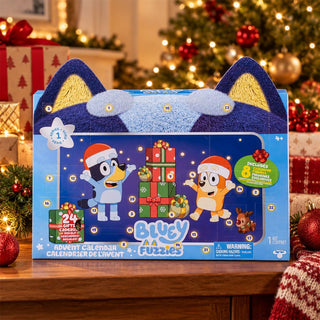 Bluey Fuzzies Christmas Advent Calendar, 24 Gifts with 8 Fuzzy Mini Figures