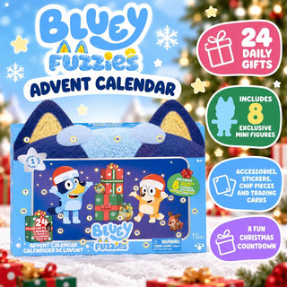 Bluey Fuzzies Christmas Advent Calendar, 24 Gifts with 8 Fuzzy Mini Figures