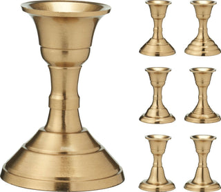 Brass Metal Candlestick | Brass Effect Short Candle Holder Stand - 8cm