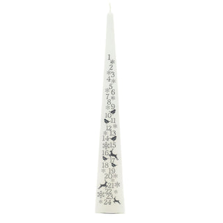 Large Traditional White & Silver Countdown To Christmas Pyramid Advent Candle