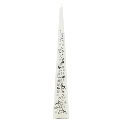 Large Traditional White & Silver Countdown To Christmas Pyramid Advent Candle