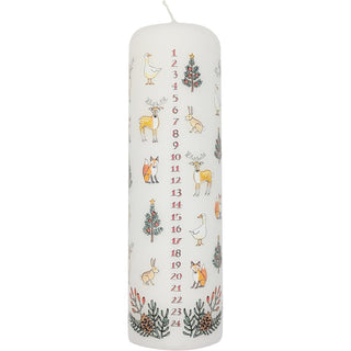 Winter Wildlife Advent Pillar Candle | Christmas Advent Calendar Candle - 20cm
