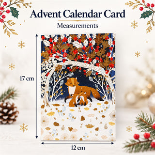Paw Prints in the Snow Christmas Advent Calendar Greetings Card, Fox Advent Card