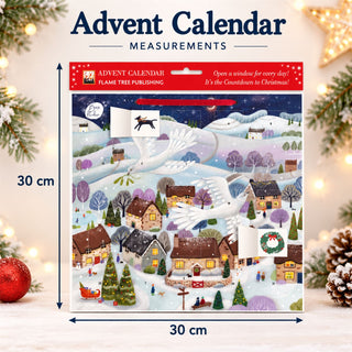 Bex Parkin Doves Christmas Advent Calendar with Stickers, Snowy Village 30cm