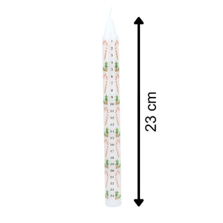Candy Cane Advent Candle | Numbered Christmas Countdown Advent Calendar - 23cm