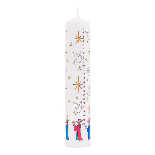Traditional Countdown To Christmas Advent Dinner Pillar Candle ~ Wise Men Design (Large Size)