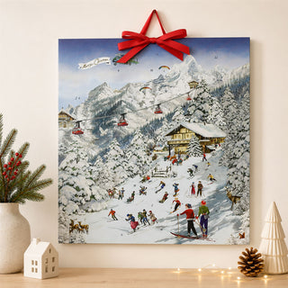 Skiing Advent Calendar, 46cm Nostalgic Mountain Large Christmas Picture Calendar