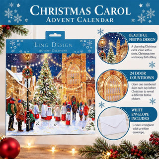 Christmas Carol Advent Calendar, 23cm Choir & Christmas Tree Design