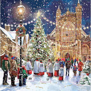Christmas Carol Advent Calendar, 23cm Choir & Christmas Tree Design