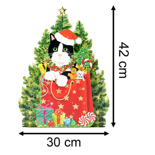 Christmas Cat 3D Christmas Advent Calendar | Fold - out Cat - Shaped Calendar - 42cm