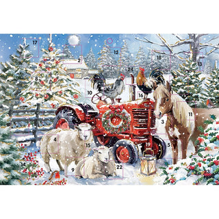 Christmas Farm Advent Calendar, 33.5cm Red Tractor & Farm Animals