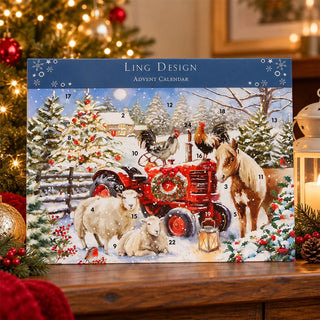 Christmas Farm Advent Calendar, 33.5cm Red Tractor & Farm Animals