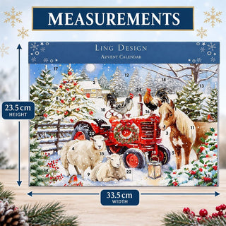 Christmas Farm Advent Calendar, 33.5cm Red Tractor & Farm Animals