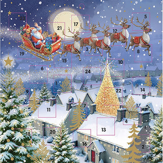 Christmas Sleigh Ride Advent Calendar, 23cm Santa & Reindeer Design